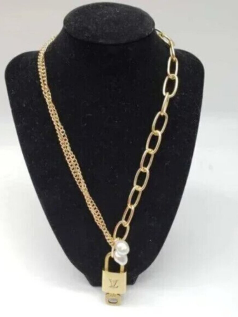 Gold-Plated Necklace with Authentic Louis Vuitton Padlock